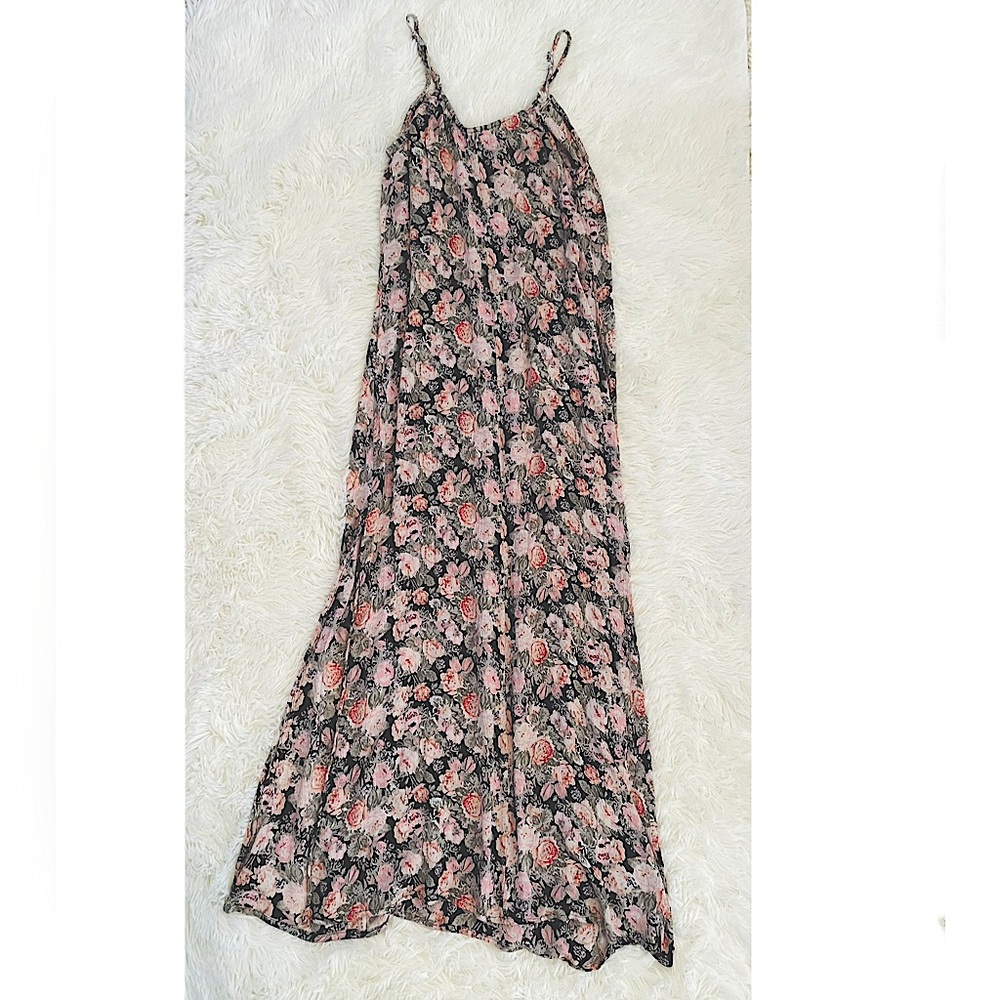 Floral Print Double Slit Maxi Dress, S